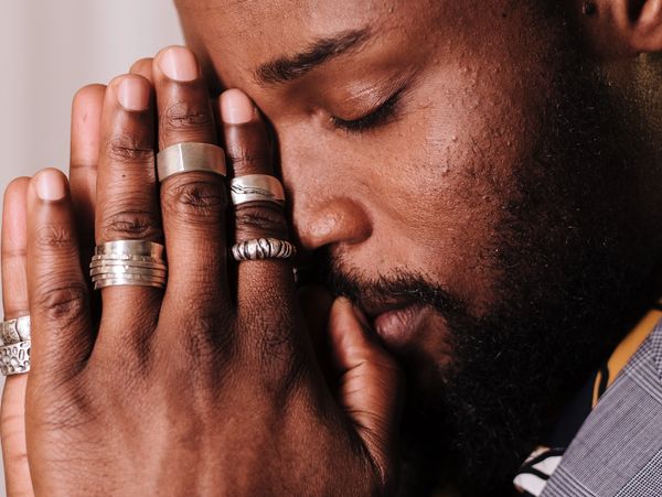 A person with eyes closed