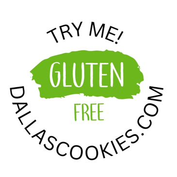 Gluten-free product promotion from DallasCookies.com.