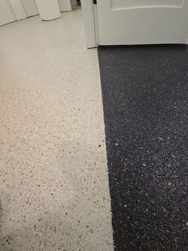 Terrazo Flake color, Polyaspartic concrete coating.