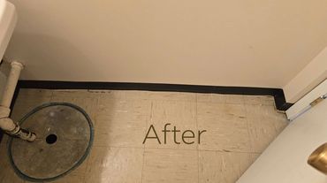 Bathroom cove-base repair and restroom cleanup, after the job.