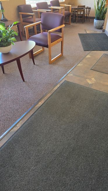 Office lobby after carpet cleaning.