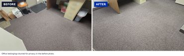 Office carpet before and after cleaning.
