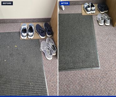 Entry mat before and after cleaning.