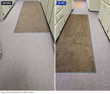 Carpet and floor mats before and after cleaning.