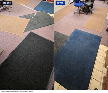 Carpet and floor mats before and after cleaning.
