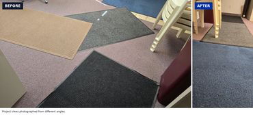 Carpet and floor mats before and after cleaning.