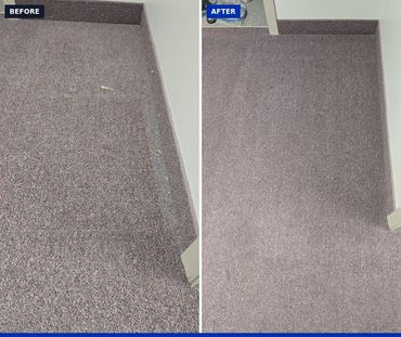 Carpeted corner — before and after cleaning.