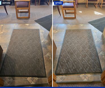 Entry rug — before and after cleaning.