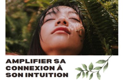 A woman with eyes closed, embracing nature and intuition.