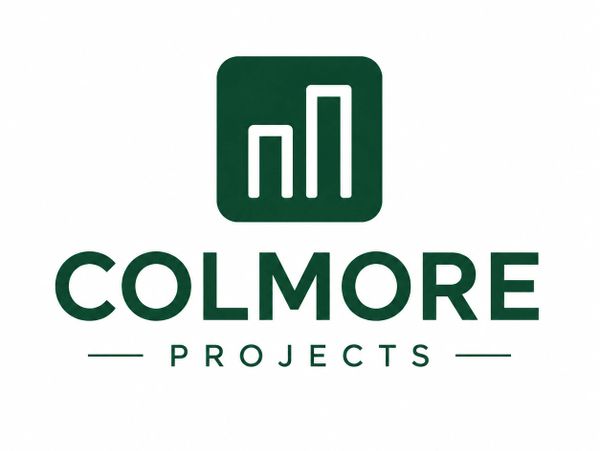 Logo of Colmore Projects with green bars and text.