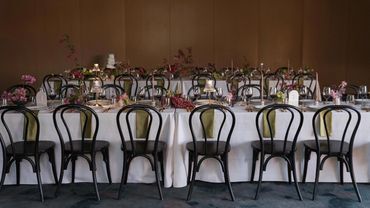 Beautiful dining table and chair arrangement for an event in Seattle.