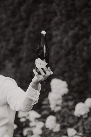 reception toast in black and white