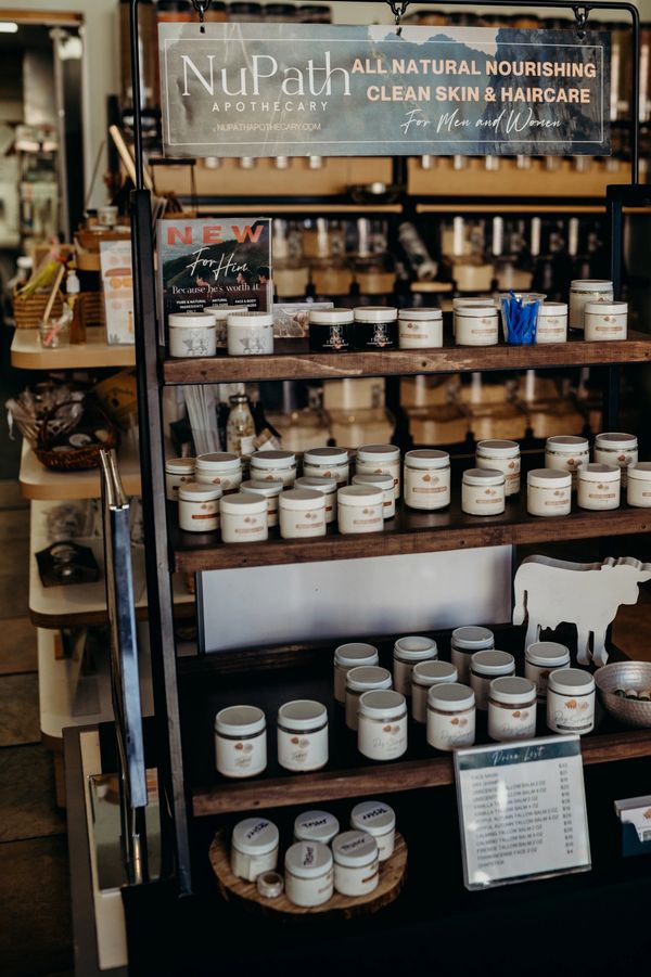 Display of NuPath Apothecary skin care products