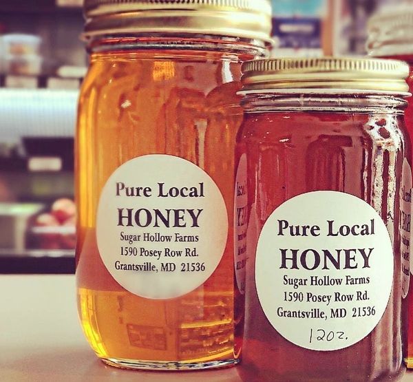 Jars of Sugar Hollow Farms honey