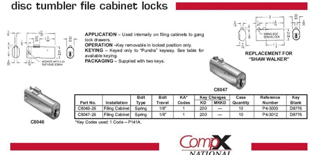 disc tumbler filing cabinet locks