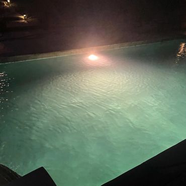 pool lights at night