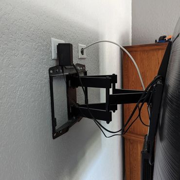 tv mount fully extended to show range of motion