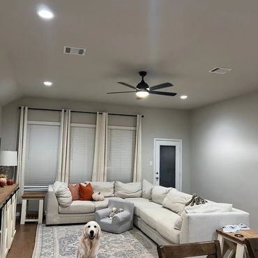 recessed lighting installation in living room