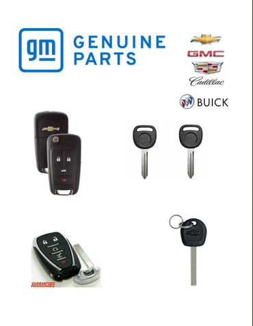 GM genuine car keys and remotes for Chevrolet, GMC, Cadillac, and Buick vehicles.