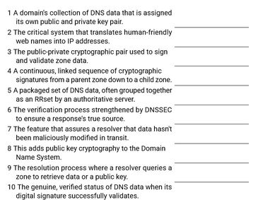 DNS and DNSSEC terminology matching list.
