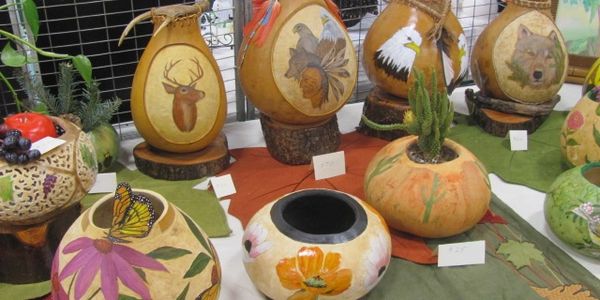 Gourd art by Betty Becker of Blount County Craft Guild