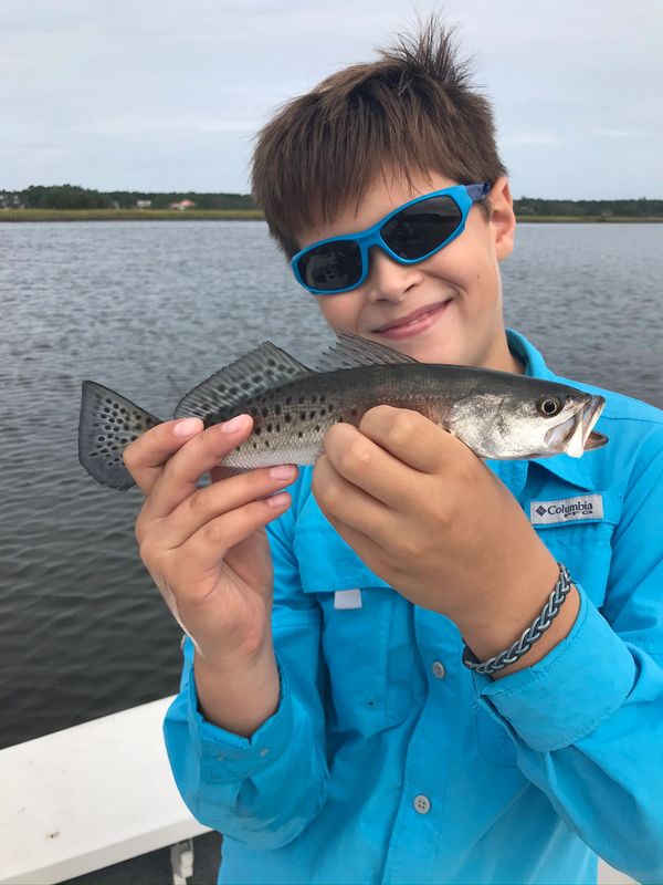 Speckled trout caught by a oyster bank