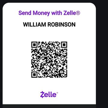 Zelle QR code for sending money to William Robinson.