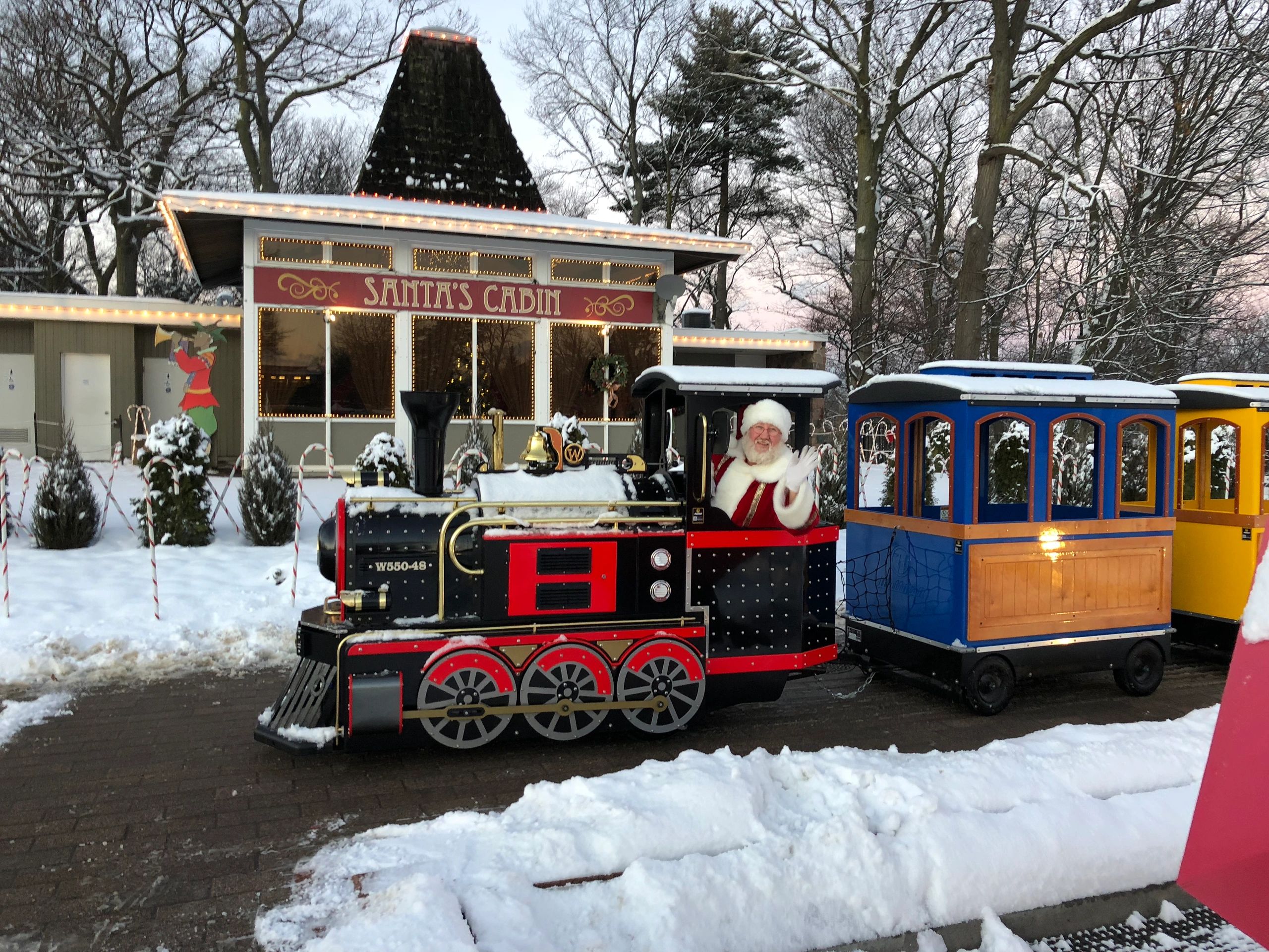 Santa driving the Christmas Train at Royal Botanical Gardens