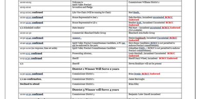 Townhall Agenda, Subject to change