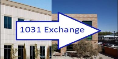 Arrow sign pointing right labeled '1031 Exchange'.