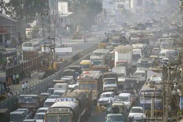 Traffic, seen through a haze of pollution, backs up during the morning rush hour in Bengluru. Photo: Bloomberg Traffic, seen through a haze of pollution, backs up during the morning rush hour in Bengluru. Photo: Bloomberg