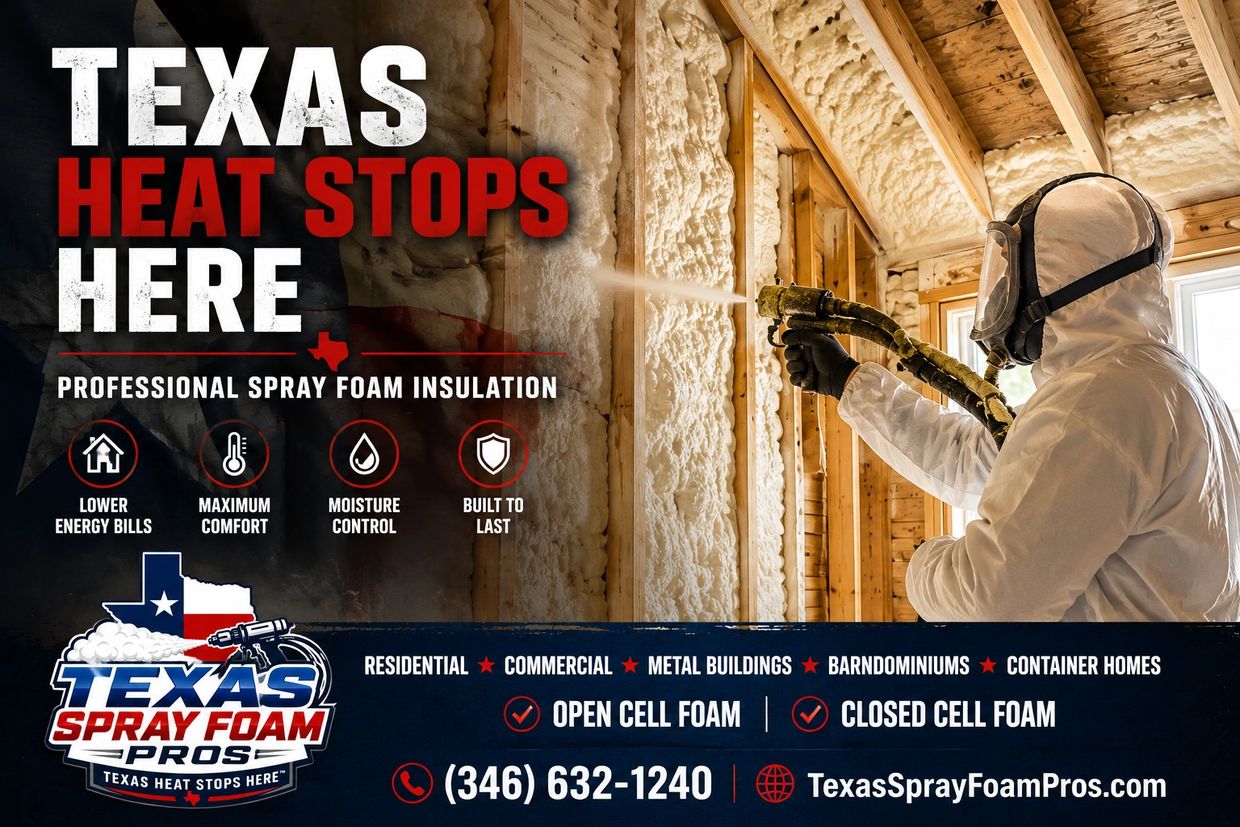 Professional spray foam insulation stops Texas heat and lowers energy bills.