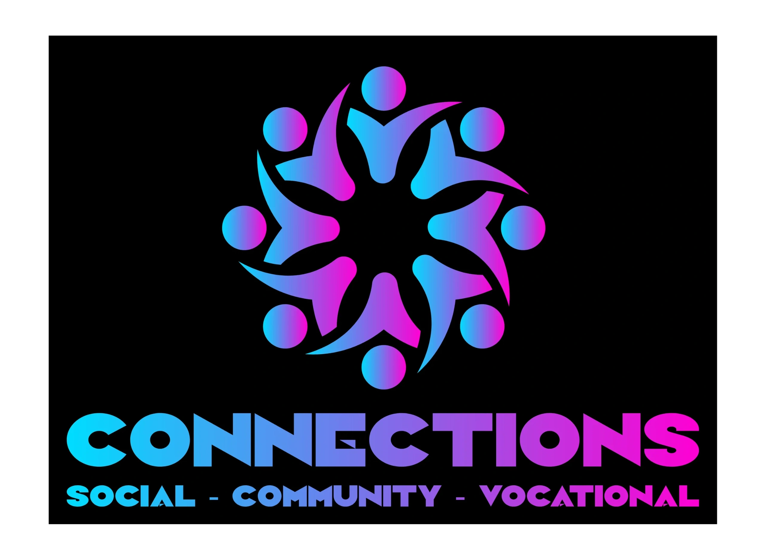Connections logo with the words social, community, and vocational