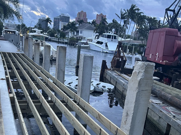 Base of dock being put down before beginning construction