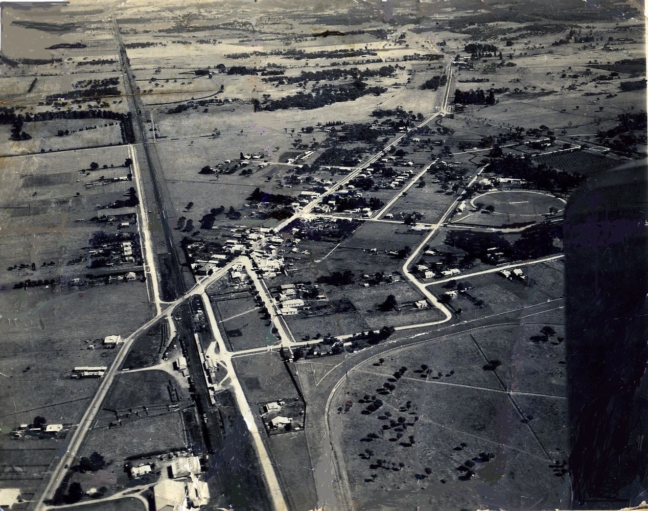 Aerial photograph of Pakenham c. 1937. Donated by Don Jackson