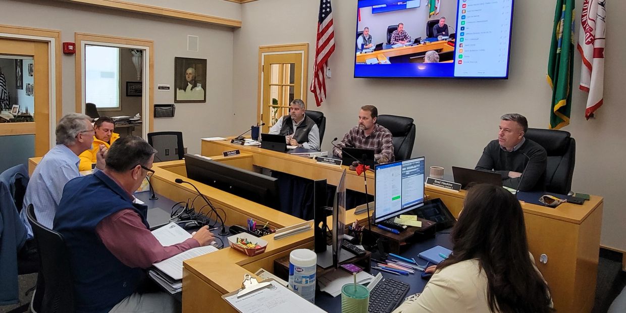 A recent bi-county meeting of Chelan County and Douglas County commissioners.