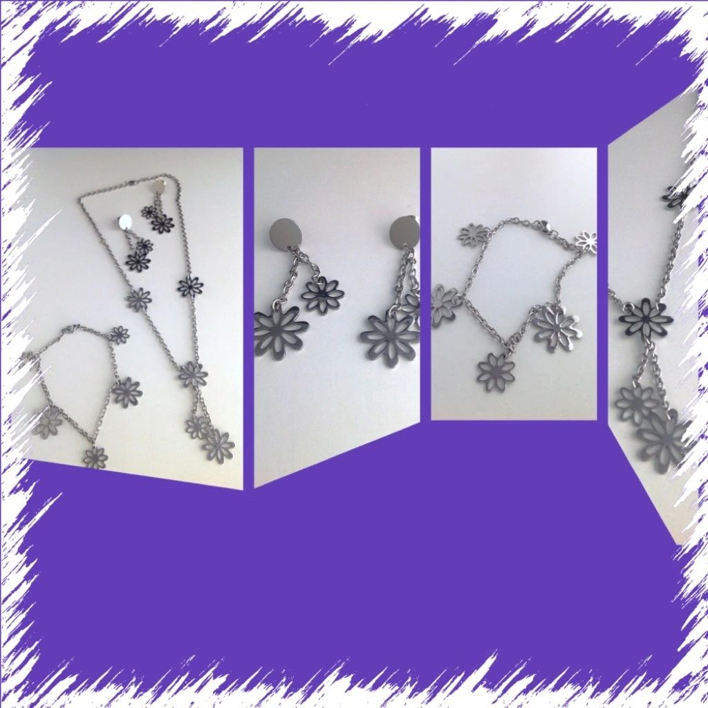 Stainless Steel Set Necklace, Earrings and Bracelet