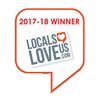 2017-18 Locals Love Us award winner badge with heart icon.
