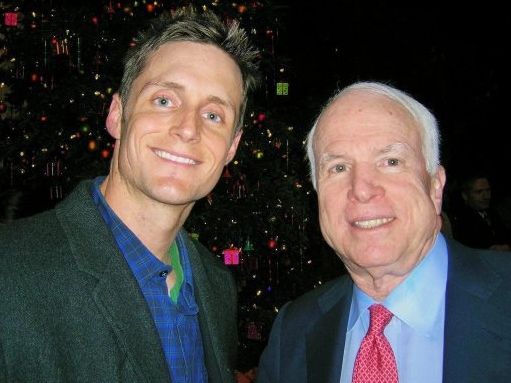 Image of Andrew Sherwood and John McCain.