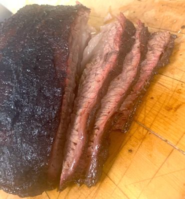 Sliced smoked brisket