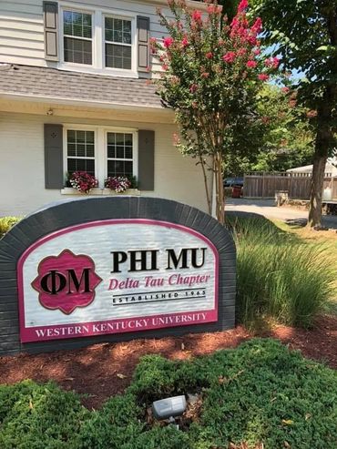 Sign for Phi Mu Delta Tau Chapter at Western Kentucky University.
