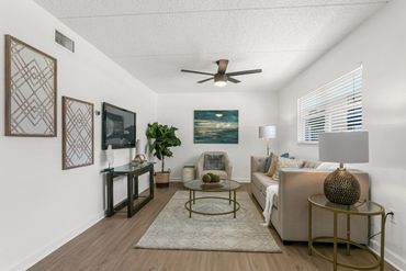 South Tampa Apartment Rental. Livingroom of model rental apartment. Soho Apartments Tampa.