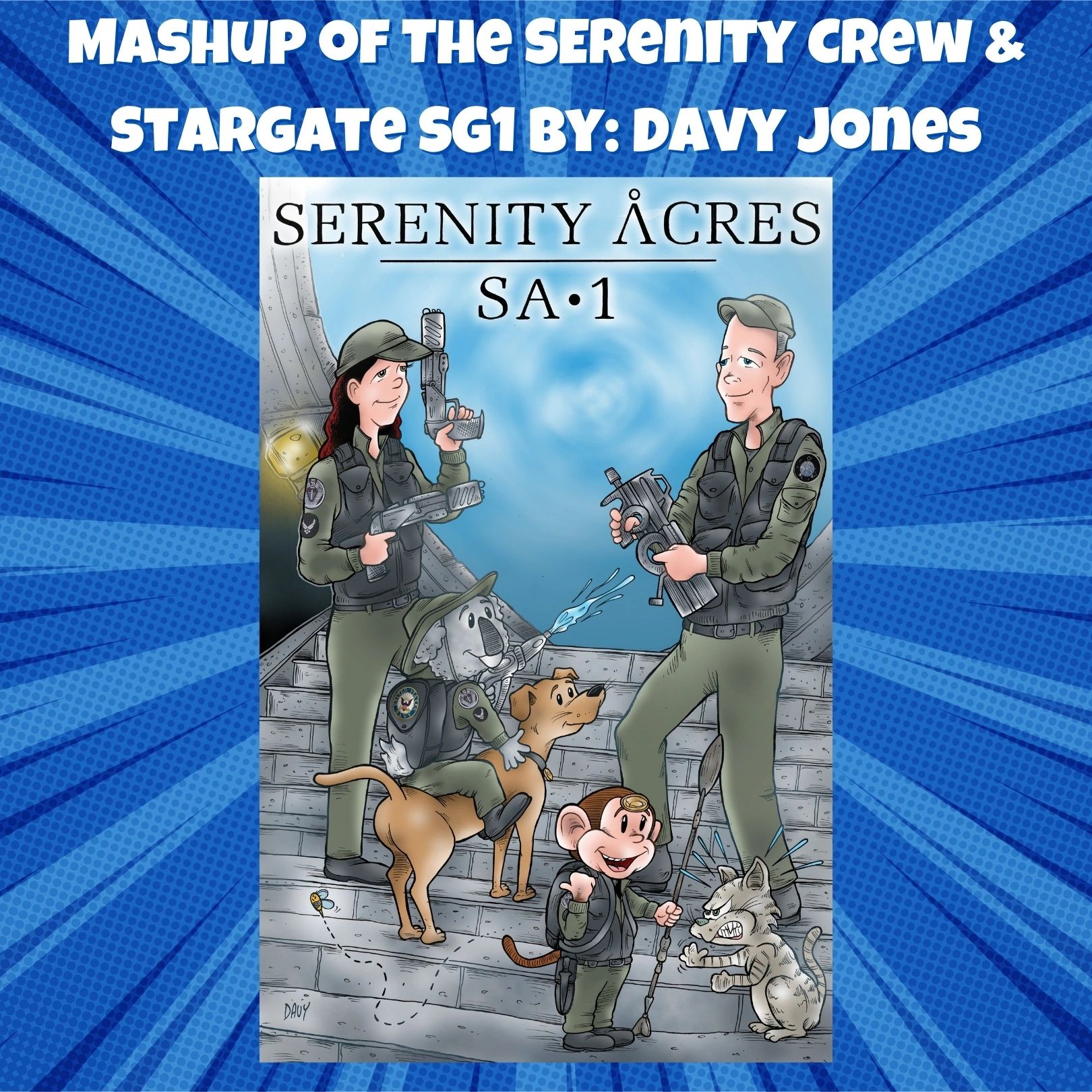 Illustrator Davy Jones Did A Mashup of The Serenity Acres Crew and StarGate SG1