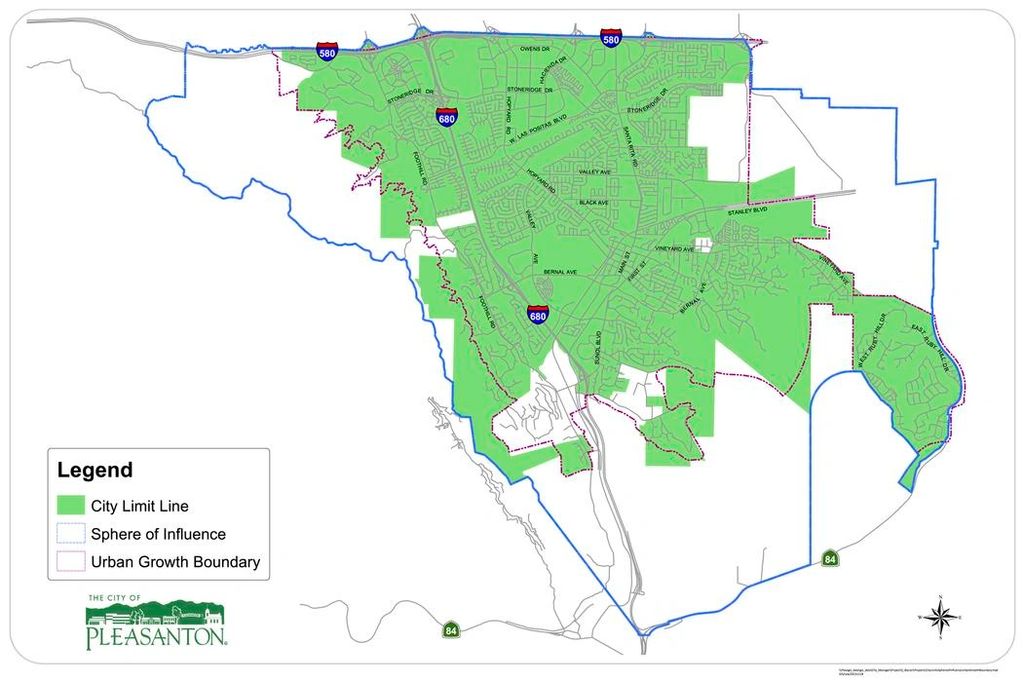 Pleasanton's City Limit Line, Urban Growth Boundary and Sphere of Influence