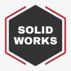 SolidWorks logo in a hexagonal design with bold text.