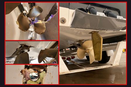 boat collision repair and paint, hull damage, gel coat, propeller damage, fiberglass repair