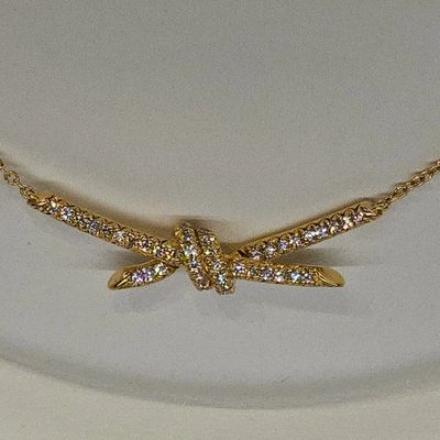 Knot Wire Bangles with Diamond Necklace Jewelry