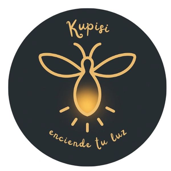 Logo de una luciérnaga con texto Kupisi enciende tu luz.