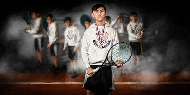 Your senior can showcase their favorite activities like varsity tennis & being state champ!