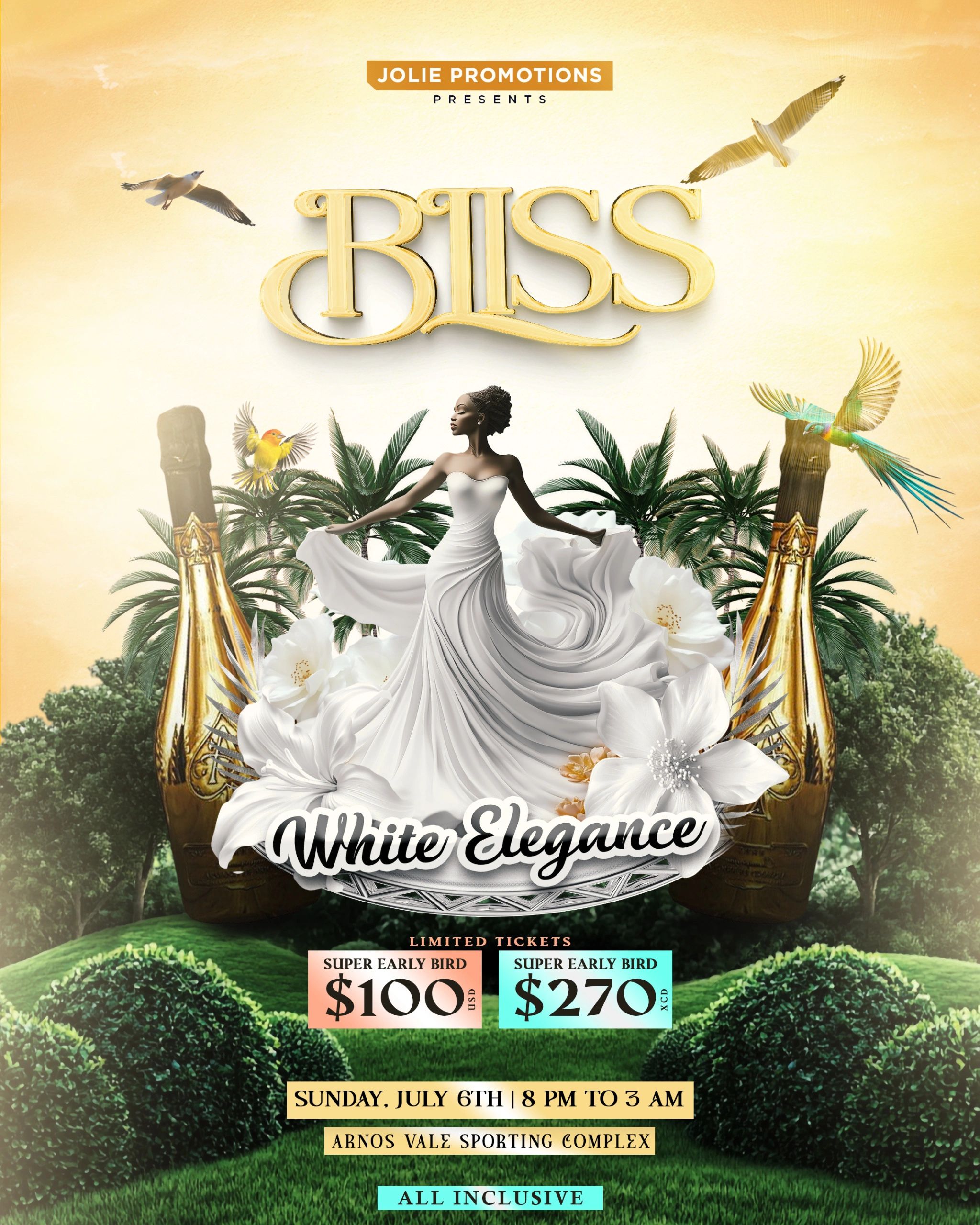 Bliss White Elegance:  Step into a world of sophistication, elegance, and pure bliss at Bliss White